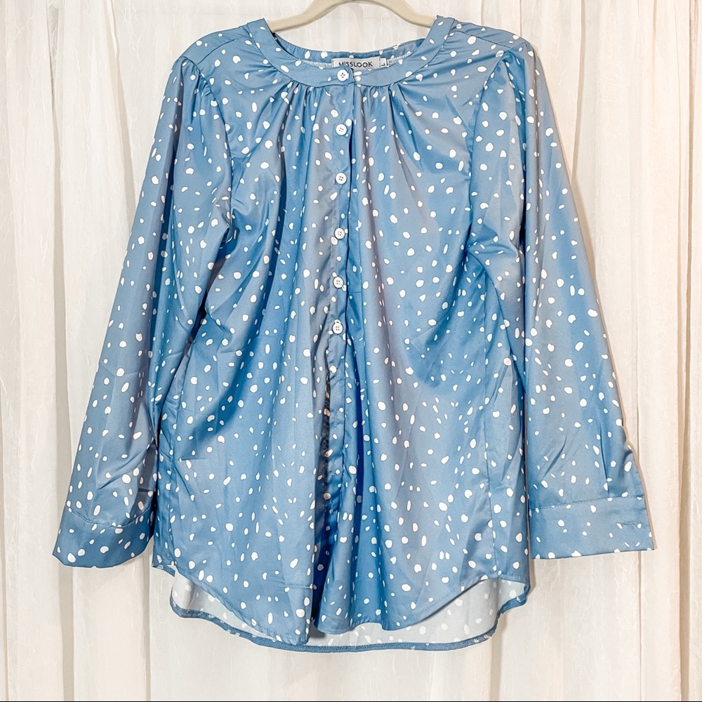 Misslook Polka Dot Button Up Blouse Large